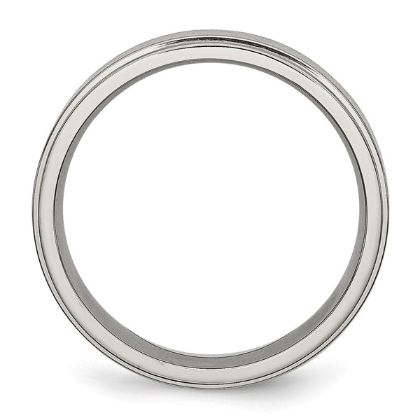 Brushed Titanium 6mm Ridged Edge Chisel Band