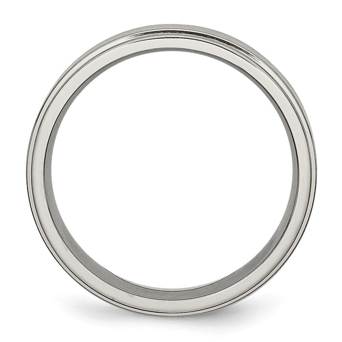 Buy Stylish Brushed Titanium 6mm Ridged Edge Chisel Band - Affordable Luxury-2