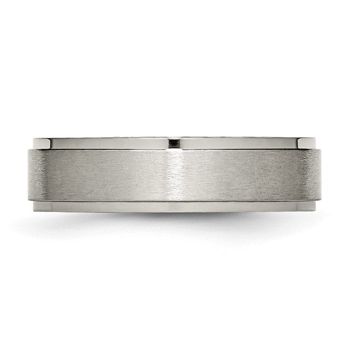 Buy Stylish Brushed Titanium Chisel Band - 6mm Ridged Edge | Affordable Luxury-3