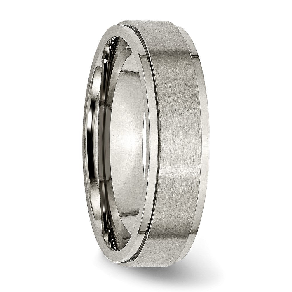 Buy Stylish Brushed Titanium 6mm Ridged Edge Chisel Band - Affordable Luxury