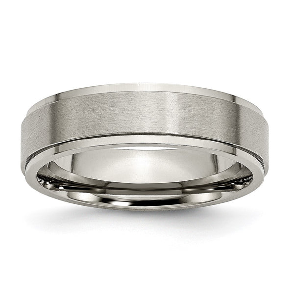 Brushed Titanium 6mm Ridged Edge Chisel Band