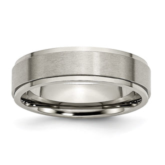 Buy Stylish Brushed Titanium 6mm Ridged Edge Chisel Band - Affordable Luxury
