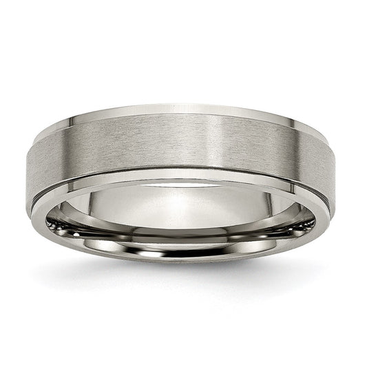 Buy Stylish Brushed Titanium 6mm Ridged Edge Chisel Band - Luxury Quality!