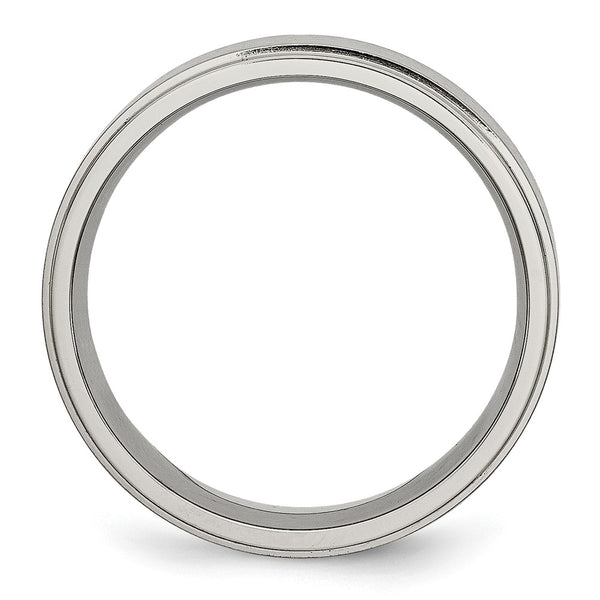 Brushed Titanium 7mm Chisel Band with Ridged Edges