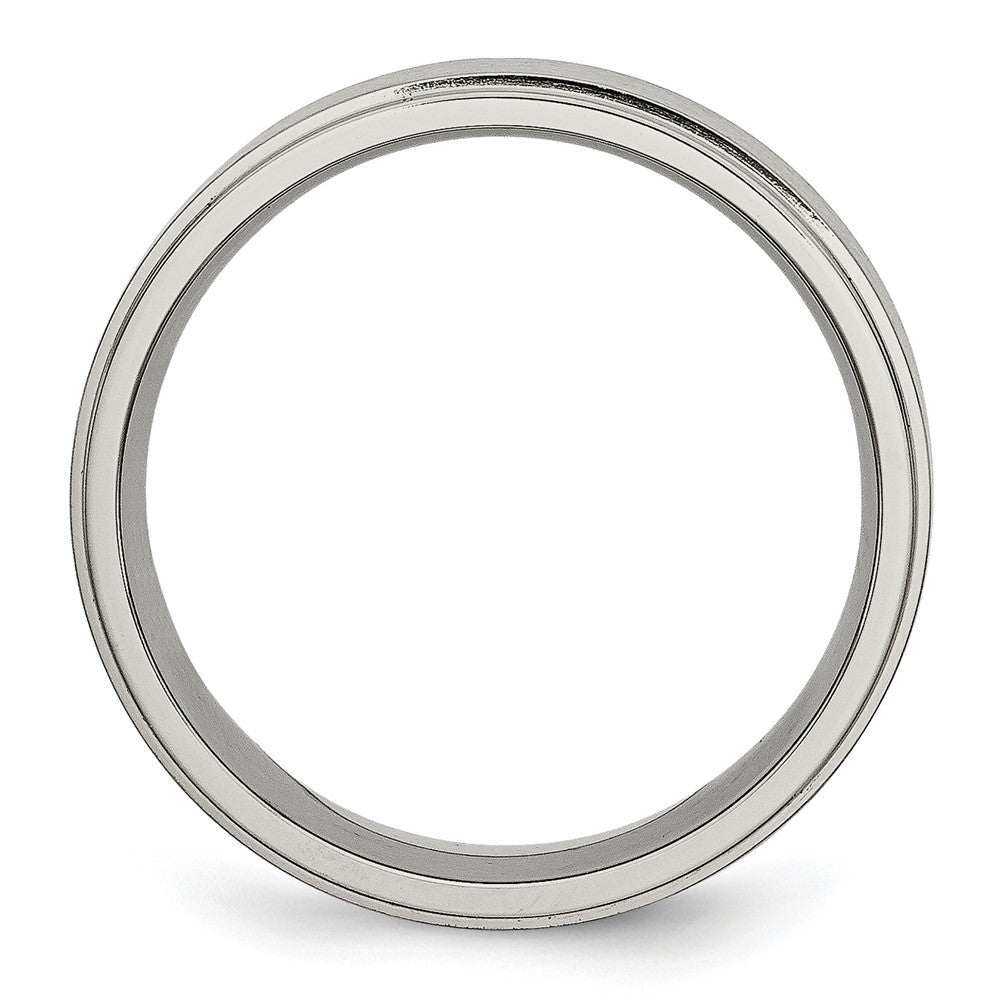Buy Stylish 7mm Brushed Titanium Ridged Edge Chisel Band - Luxury Design