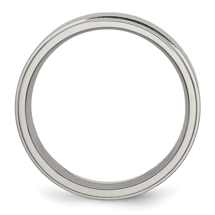 Buy Stylish 7mm Brushed Titanium Ridged Edge Chisel Band - Luxury Design-2