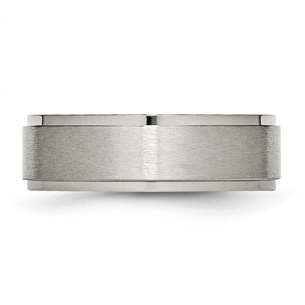 Buy Stylish Brushed Titanium 7mm Ridged Edge Chisel Band - Luxury Value!