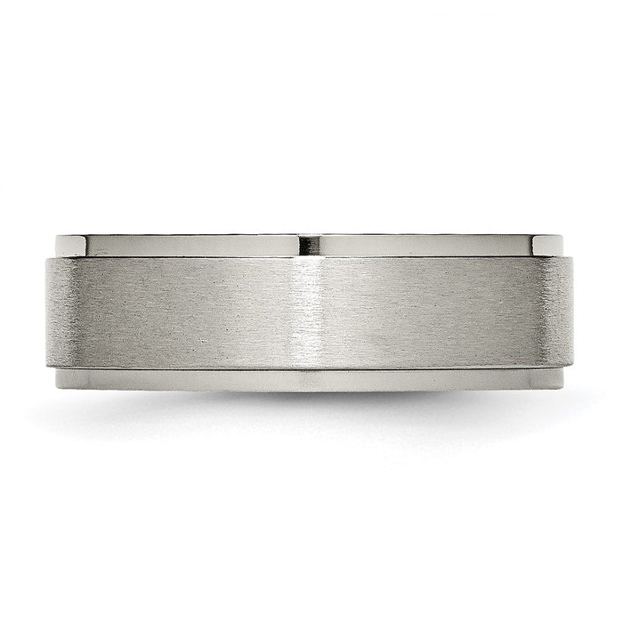Buy Stylish 7mm Brushed Titanium Ridged Edge Chisel Band - Luxury Design-3