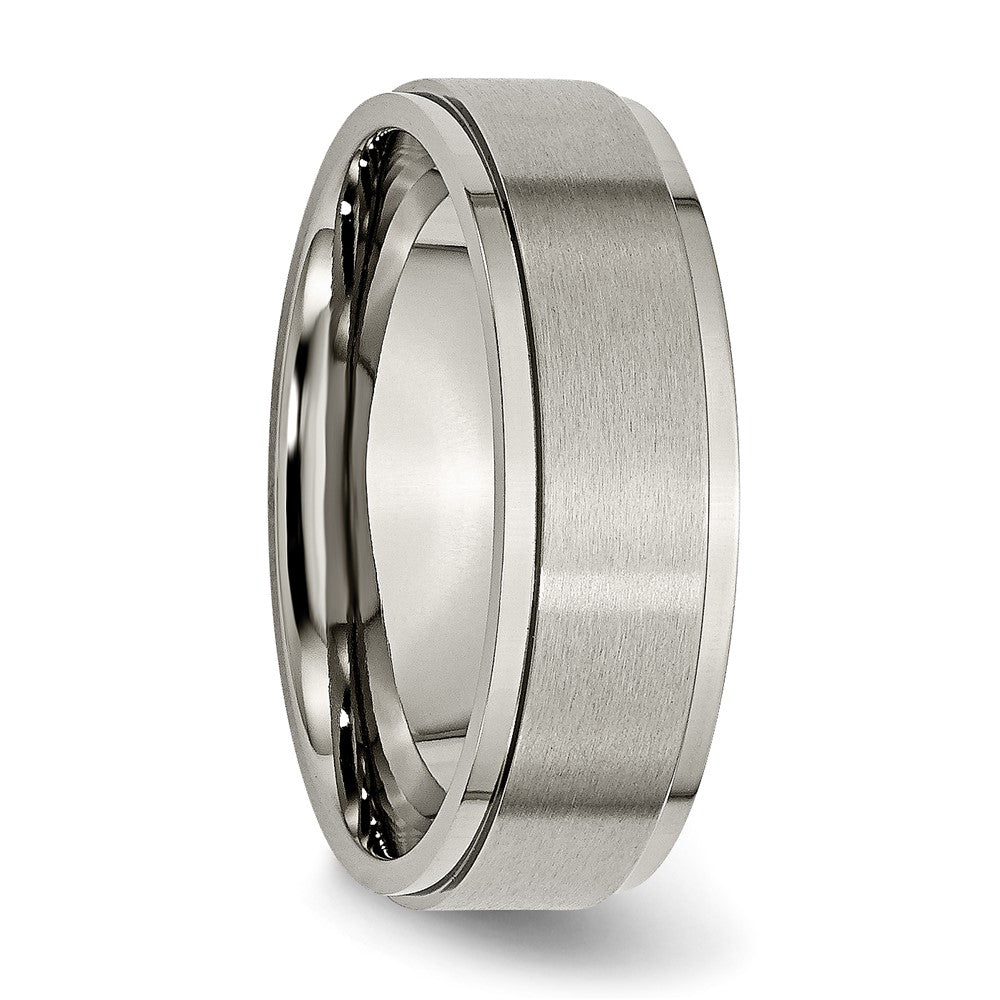 Buy Stylish 7mm Brushed Titanium Chisel Band - Exclusive Ridged Edge Design