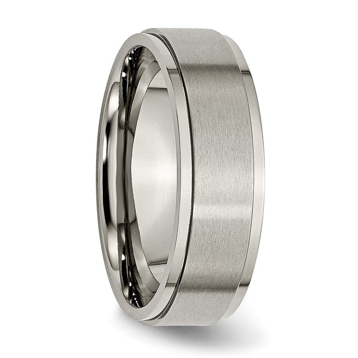 Buy Stylish 7mm Brushed Titanium Ridged Edge Chisel Band - Luxury Design-4