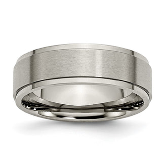 Buy Stylish Brushed Titanium 7mm Ridged Edge Band - Luxury Design