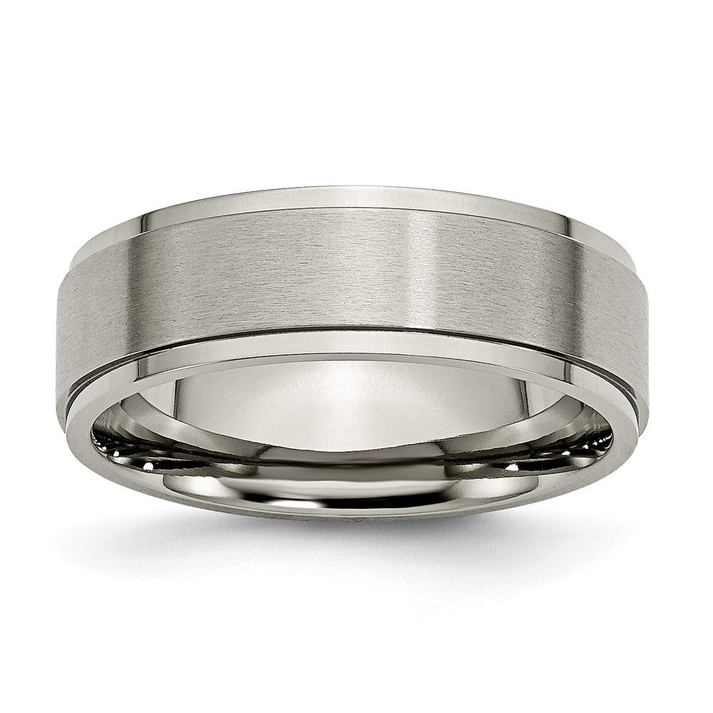 Buy Stylish Brushed Titanium Chisel 7mm Ridged Edge Band - Luxury Design