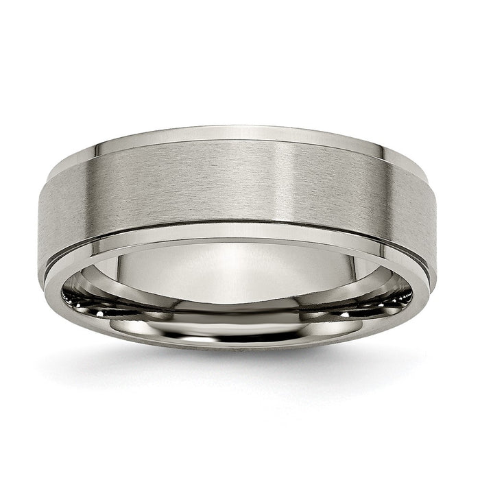 Buy Stylish Brushed Titanium Chisel 7mm Ridged Edge Band - Luxury Design-1