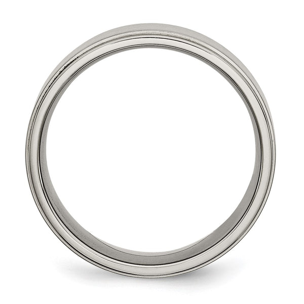 8mm Brushed Titanium Chisel Band - Ridged Edge - Style GR1-1028455
