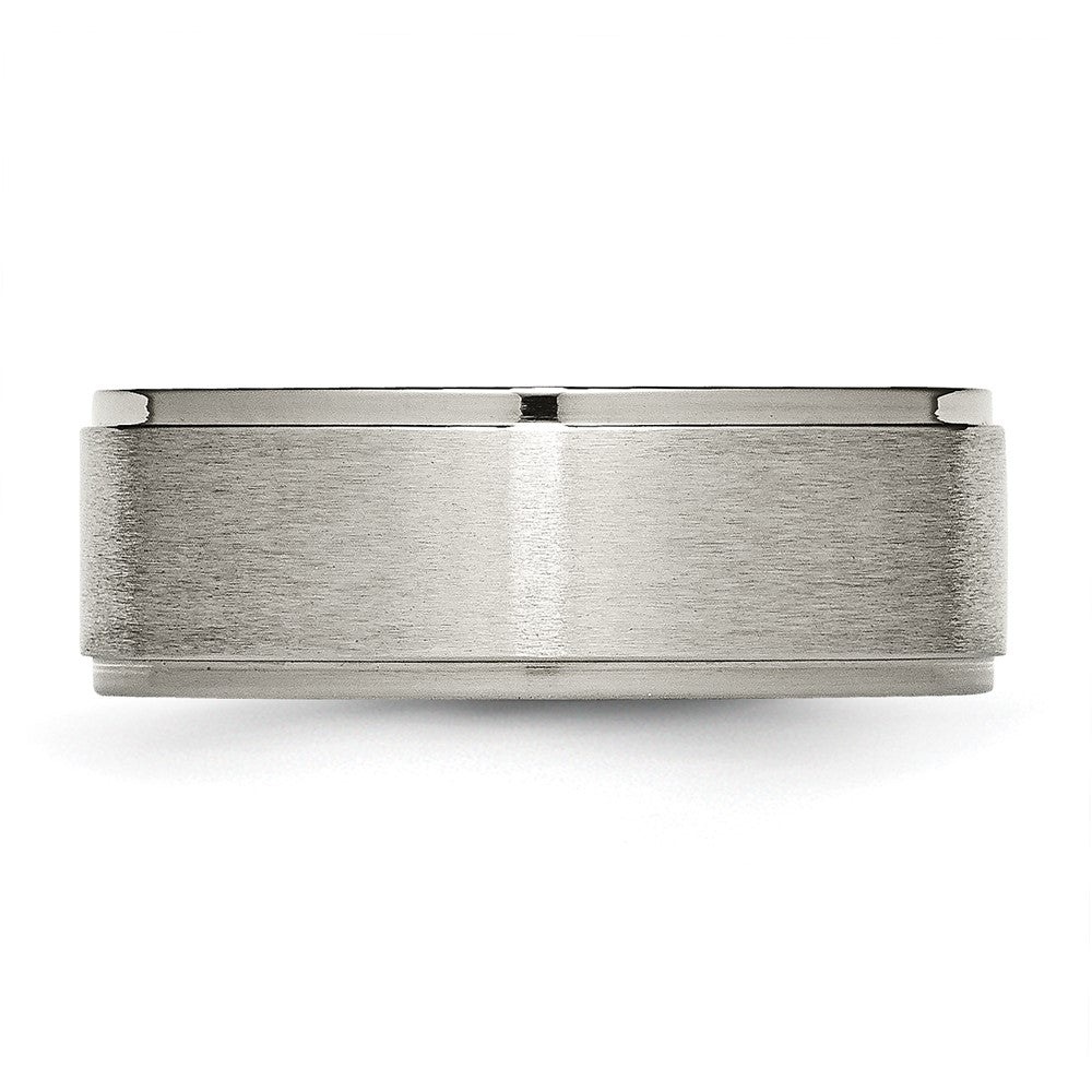 Buy High-Quality Brushed Titanium 8mm Ridged Edge Band - Stylish & Affordable