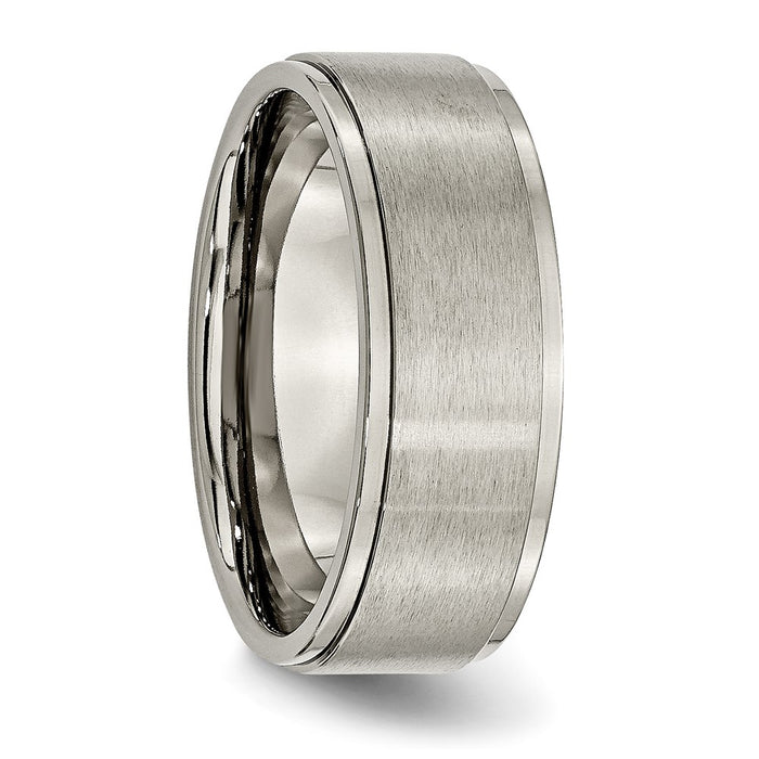 Buy High-Quality Brushed Titanium 8mm Ridged Edge Band - Stylish & Affordable-4