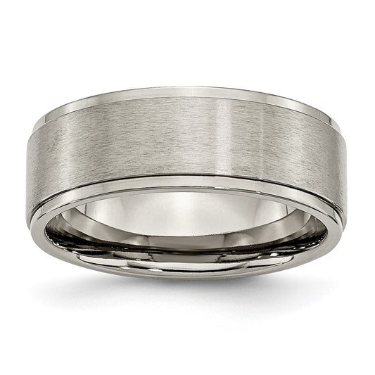 Buy Stylish 8mm Brushed Titanium Chisel Band with Ridged Edges - Luxury Value