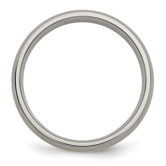 Exclusive Brushed Titanium Chisel Band with 14K Gold Inlay - 5mm Width