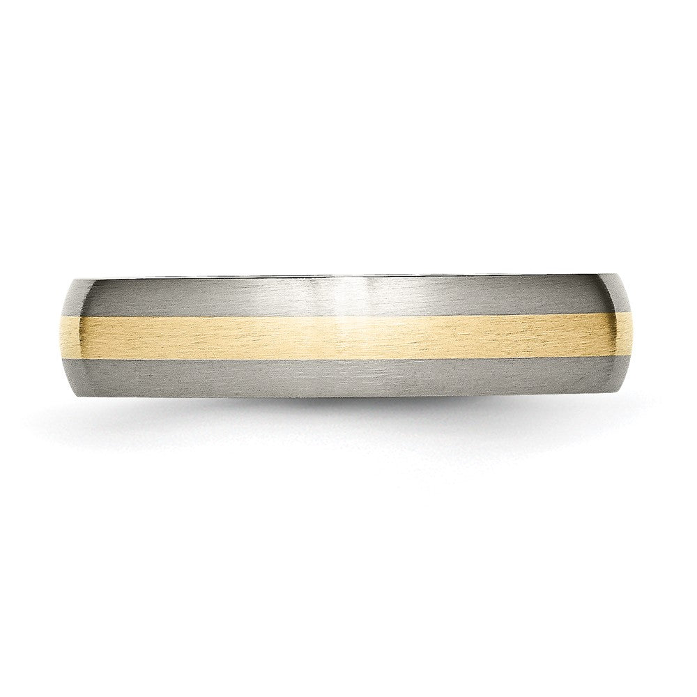 Buy Stylish 5mm Titanium Brushed Chisel Band with 14K Gold Inlay