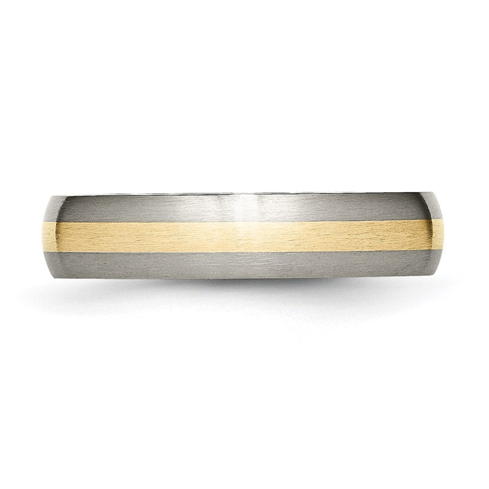 Buy Stylish 5mm Titanium Brushed Chisel Band with 14K Gold Inlay-3