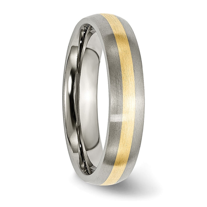Buy Stylish Brushed Titanium Chisel Band with 14K Gold Inlay - 5mm Width-4