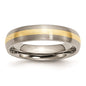 High-Quality Brushed Titanium Chisel Band with 14K Gold Inlay - 5mm Width-3