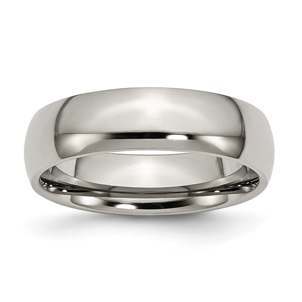 6mm Polished Titanium Half-Round Band Ring