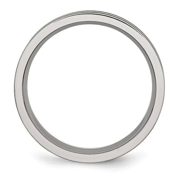 Chiseled Titanium 6mm Grooved Band - Brushed Polish