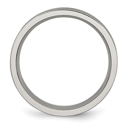 Buy Exclusive 6mm Grooved Band in Brushed & Polished Titanium - Stylish Value!