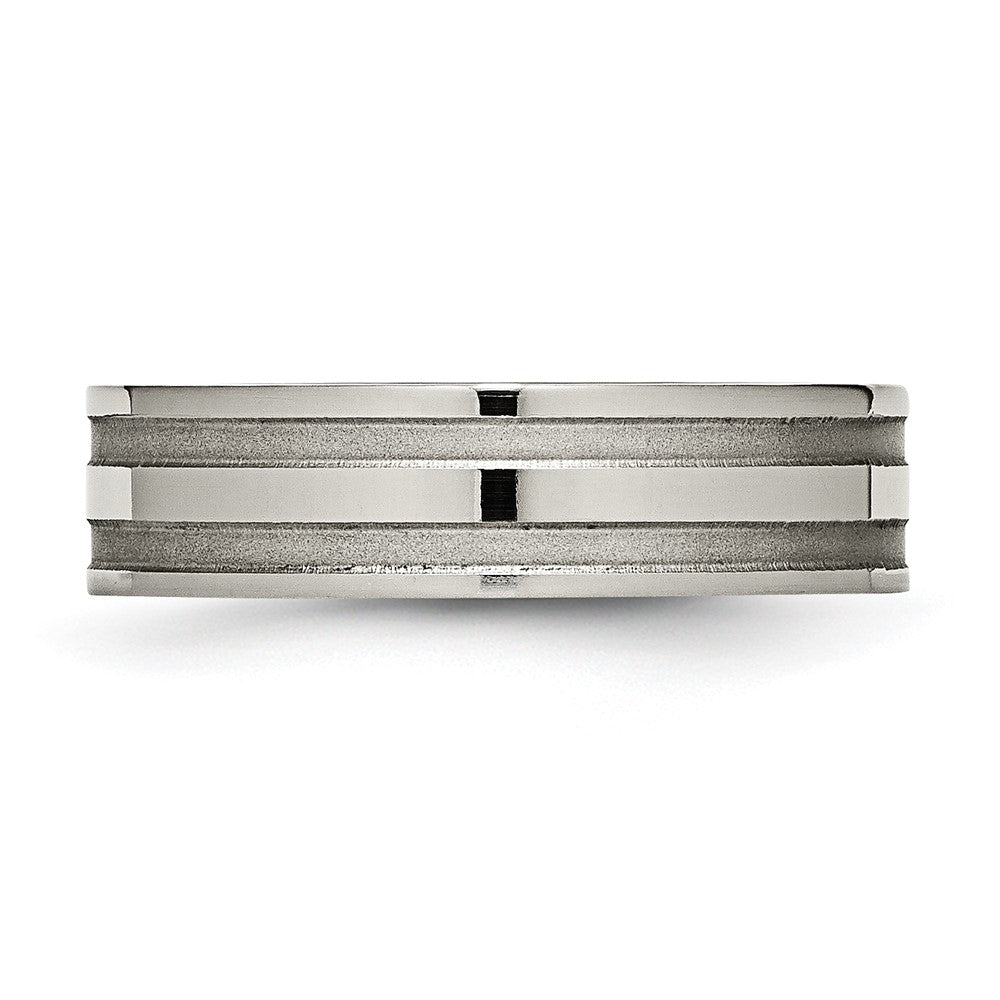 Buy Exclusive 6mm Grooved Band in Brushed & Polished Titanium - Stylish Value!