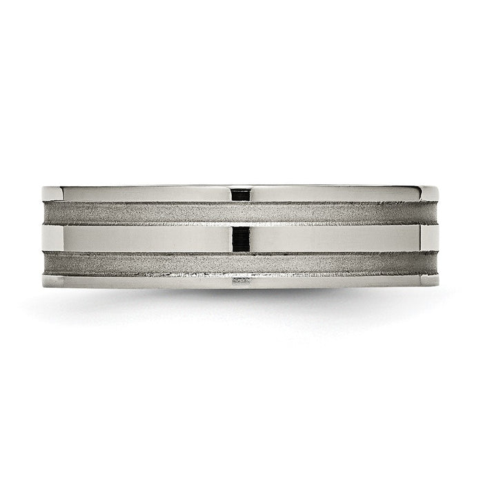 Buy Exclusive 6mm Grooved Band in Brushed & Polished Titanium - Stylish Value!-3