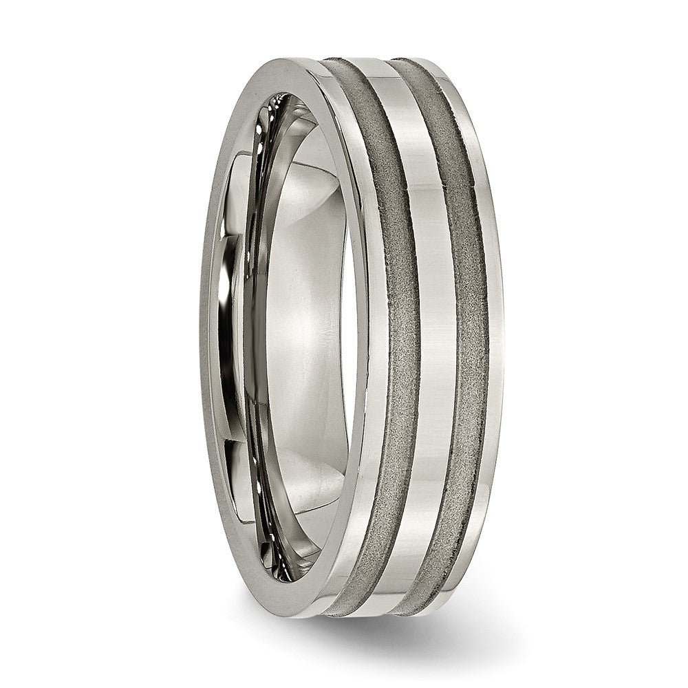 Buy Exclusive 6mm Grooved Band in Brushed & Polished Titanium - Stylish Value
