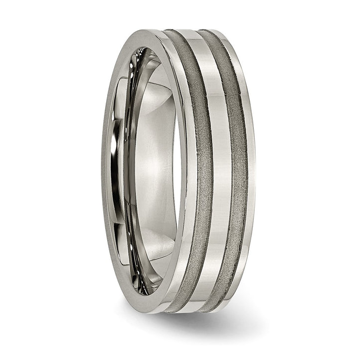 Exclusive 6mm Chiseled Titanium Grooved Band - Stylish Brushed & Polished Finish-4