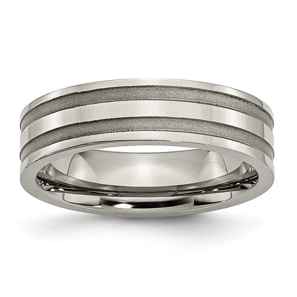 Buy Exclusive 6mm Grooved Band in Brushed & Polished Titanium - Stylish Value