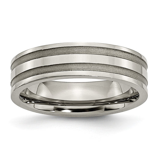 Buy Exclusive 6mm Grooved Band in Brushed & Polished Titanium - Stylish Value