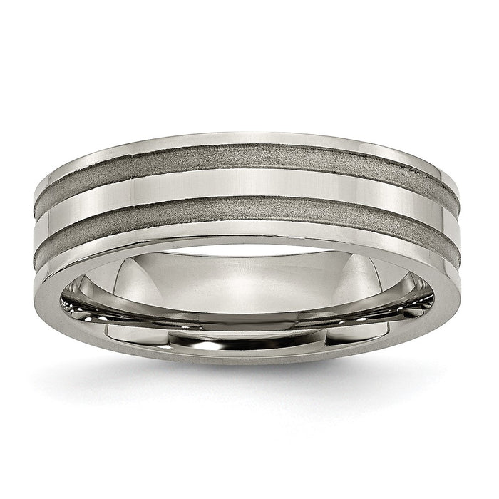Buy Exclusive 6mm Grooved Band in Brushed & Polished Titanium - Stylish Value-1
