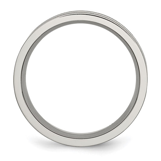 Buy 8mm Grooved Band in Brushed & Polished Titanium - Stylish & Affordable!