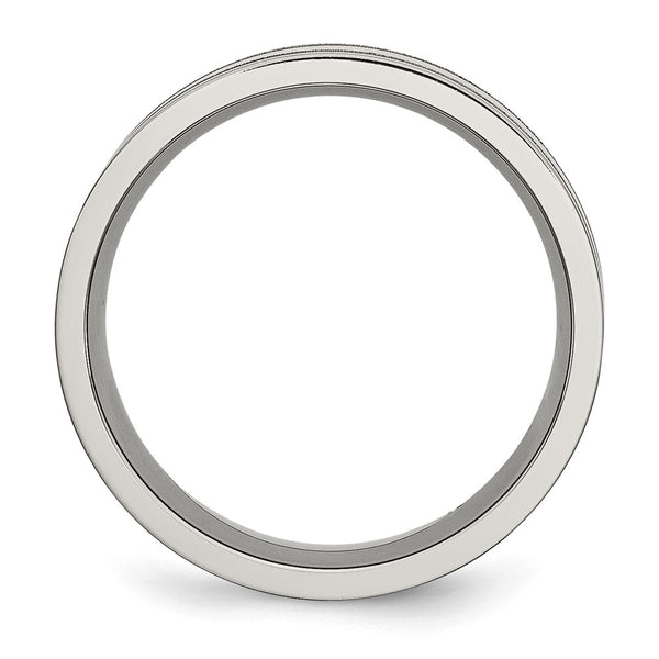 8mm Grooved Band in Brushed & Polished Titanium