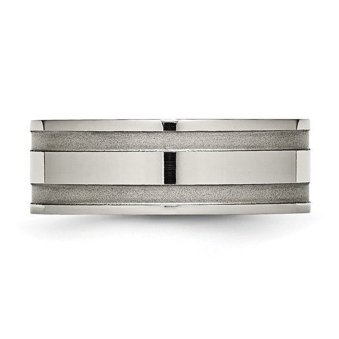 Buy 8mm Grooved Band in Brushed & Polished Titanium - Stylish & Affordable!-3