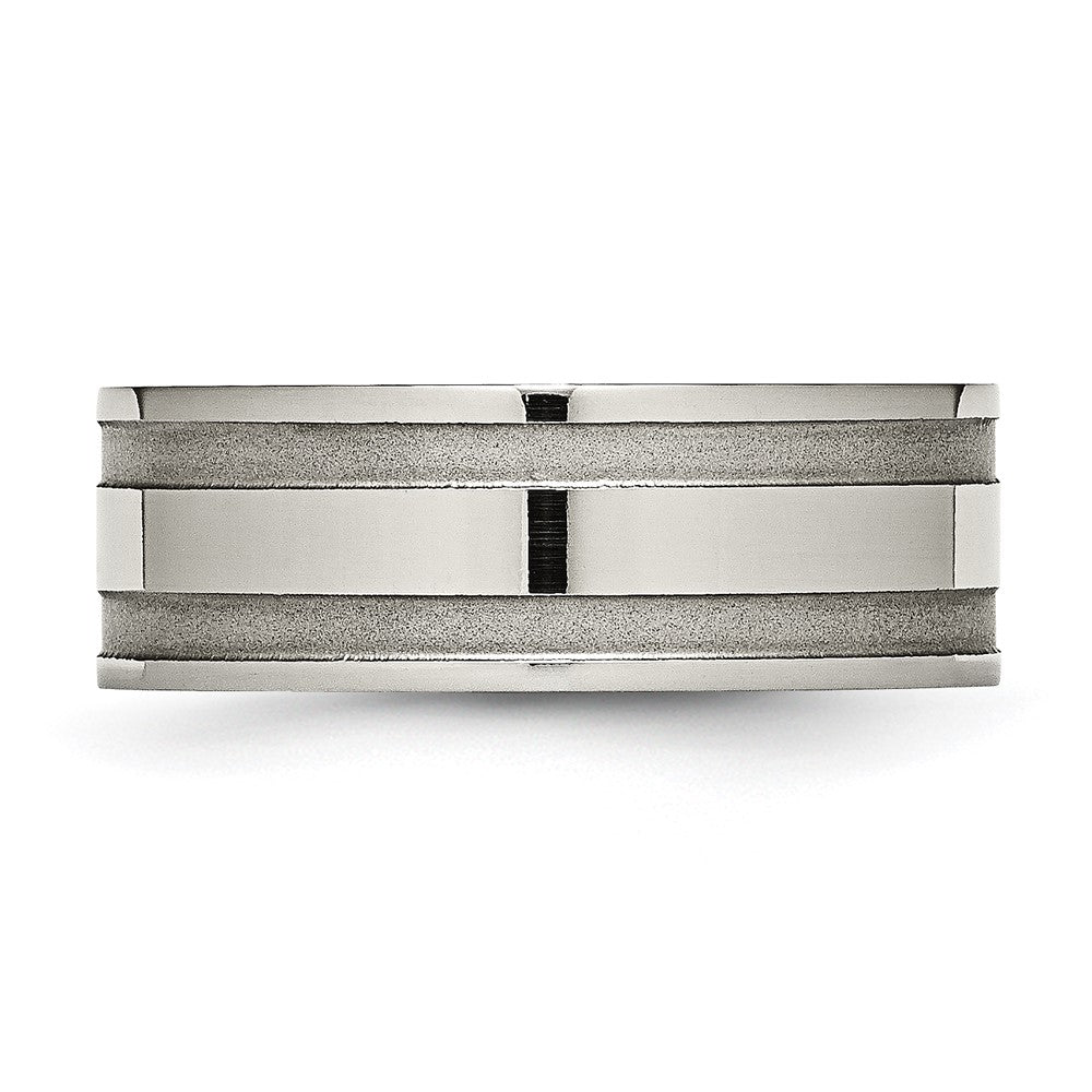 Buy Chiseled Titanium 8mm Grooved Band - Stylish Brushed & Polished Finish