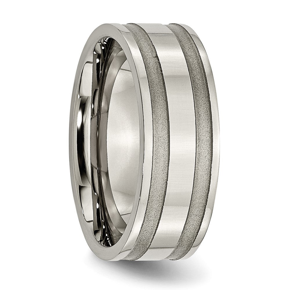 Buy 8mm Grooved Band in Brushed & Polished Titanium - Stylish & Affordable!
