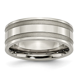 Exclusive 8mm Chiseled Titanium Band - Stylish Grooved Design, Affordable Luxury