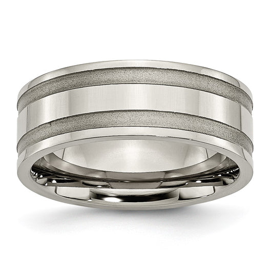 Buy Chiseled Titanium 8mm Grooved Band - Stylish Brushed & Polished Finish