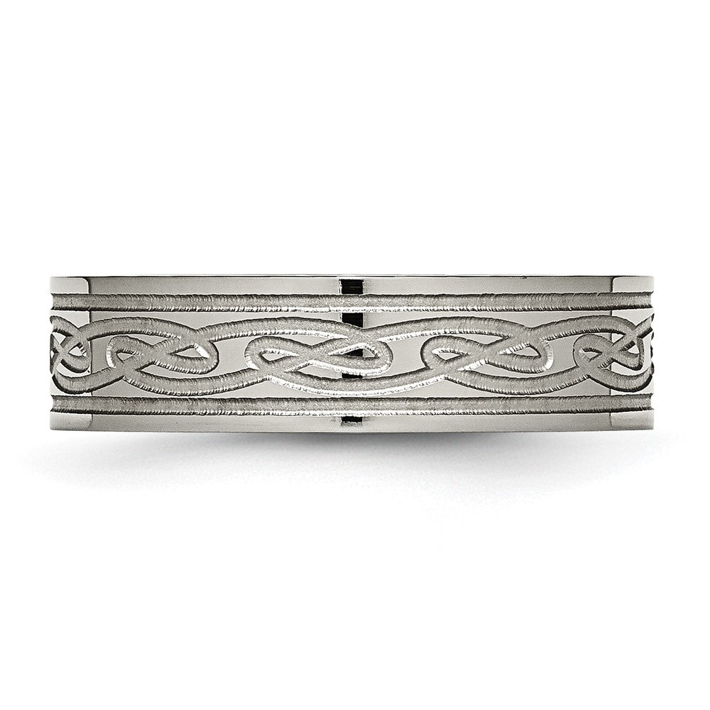 High-Quality 6mm Titanium Chisel Flat Band with Celtic Knot - Stylish Design