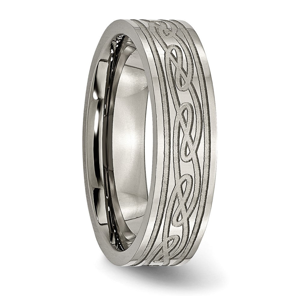 High-Quality 6mm Titanium Chisel Flat Band with Celtic Knot - Stylish Value!