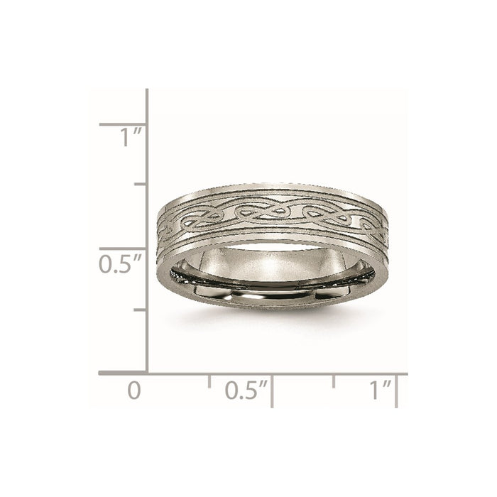 High-Quality 6mm Polished Titanium Flat Band with Celtic Knot Design - Stylish Value!-6