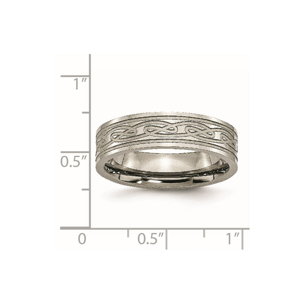 High-Quality 6mm Polished Titanium Chisel Flat Band - Stylish Celtic Knot Design