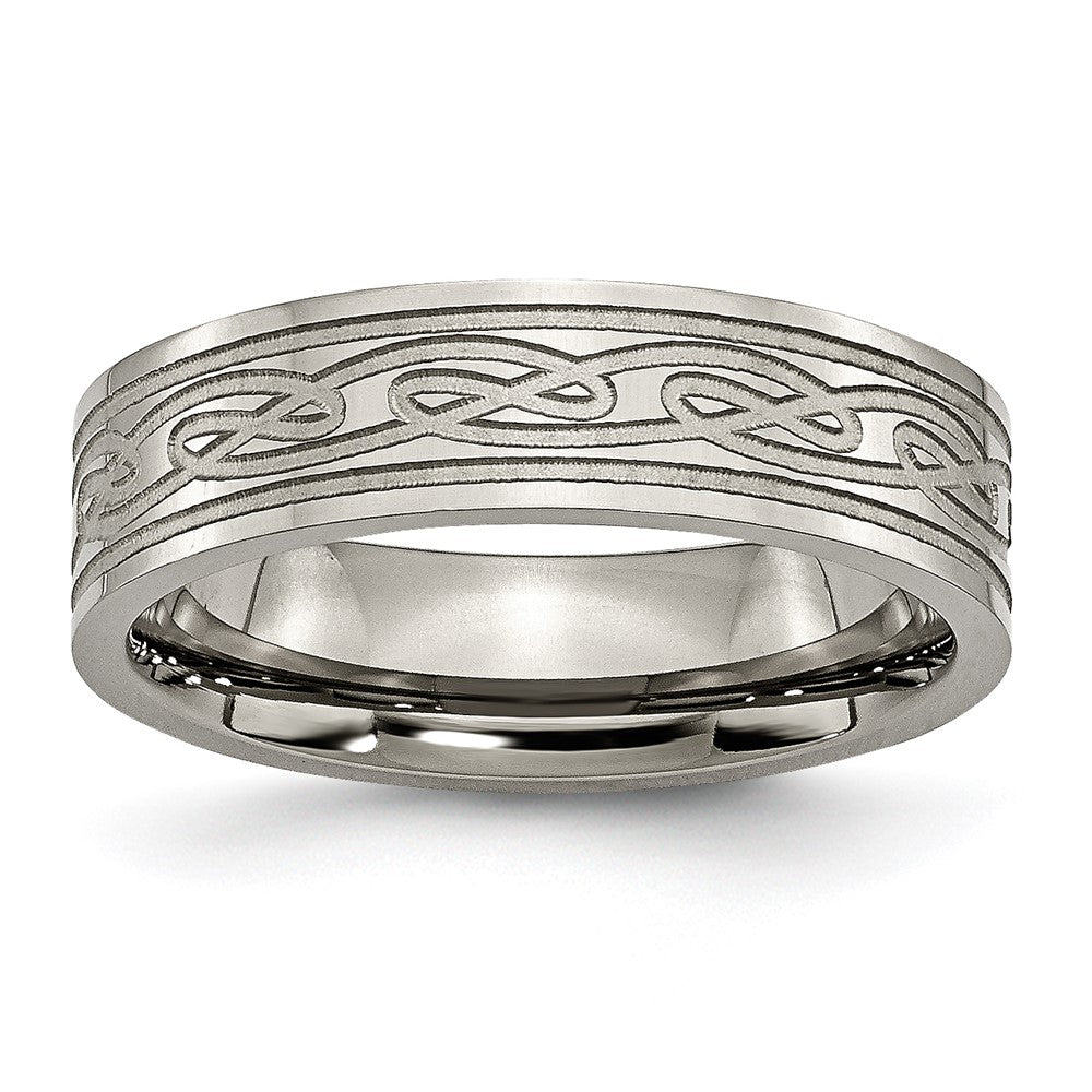 Buy Luxury Titanium Chisel Polished 6mm Band with Celtic Knot Design