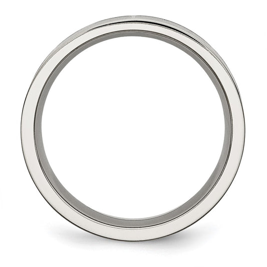 Exclusive Polished Black Enamel 6mm Flat Band in Chisel Titanium - Stylish Value!