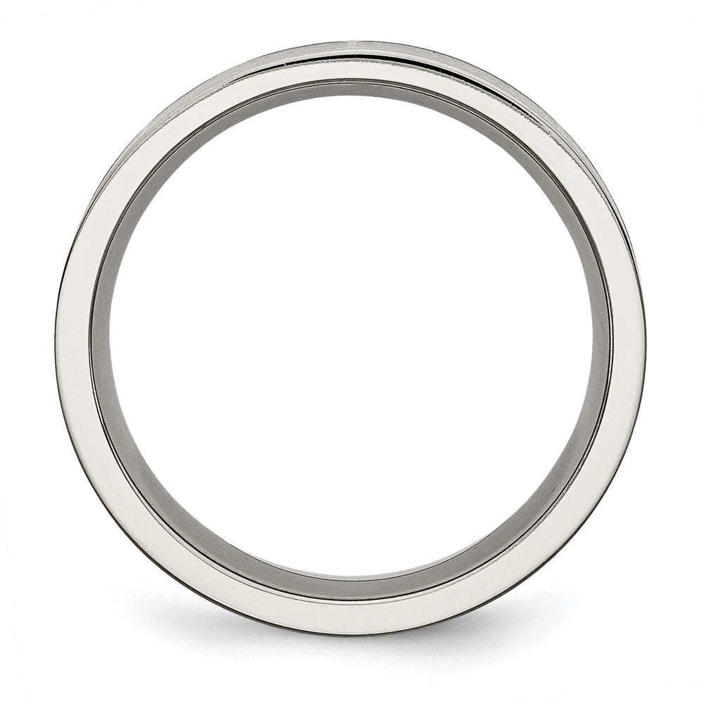 High-Quality Polished Black Enamel 6mm Flat Band in Chisel Titanium - Stylish Value